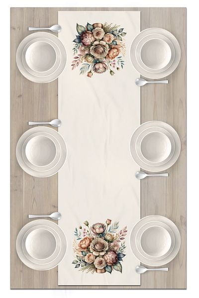 Bertille Home Flower Series 140x40 Cm Digital Printed Runner