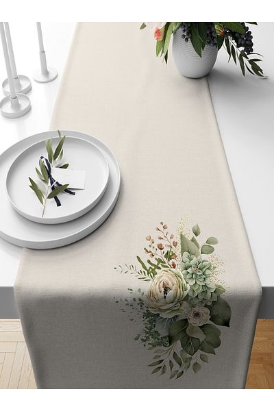 Bertille Home Flower Series 140x40 Cm Digital Printed Runner