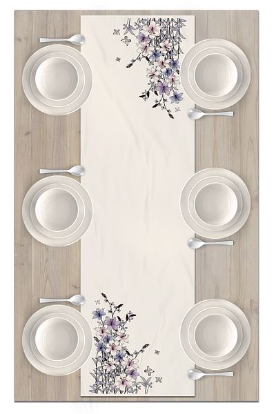 Bertille Home Σειρά λουλουδιών 140x40 cm Digital Printed Runner