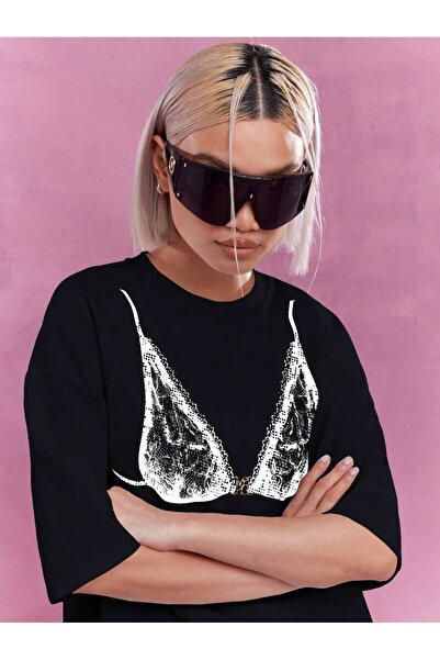 Bengi Clothing Organikus pamut fekete oversize nyomott rövid ujjú póló