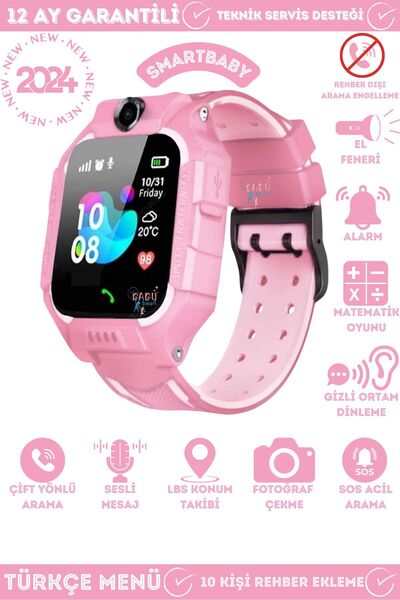 Smart Baby LBS Konumlu Akıllı Çocuk Takip Saati Sim Kartlı Arama, Kameralı, G...