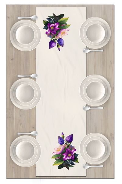 Bertille Home Flower Series 140x40 Cm Digital Printed Runner