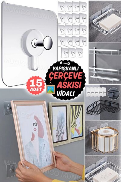 15 Self-Adhesive Studless Hooks - Easy to Use for Hanging Your Stuff