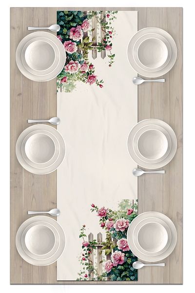 Bertille Home Flower Series 140x40 Cm Digital Printed Runner