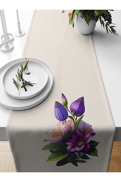 Bertille Home Flower Series 140x40 Cm Digital Printed Runner