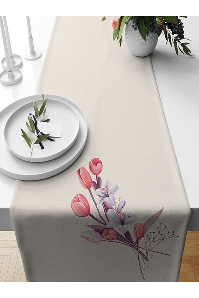 Bertille Home Flower Series 140x40 Cm Digital Printed Runner