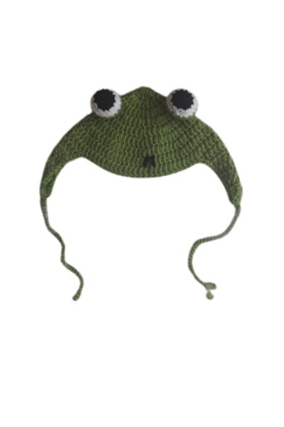 Be Cat قبعة قطة وإكسسوار قبعة ضفدع أخضر محبوك
