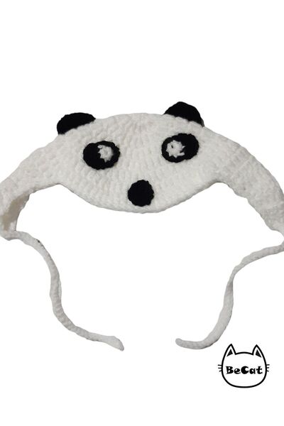 Be Cat نموذج الباندا محبوك قبعة القط وملحق القبعة