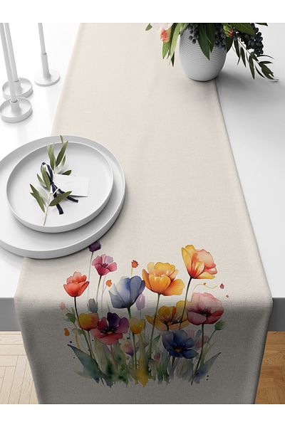 Bertille Home Flower Series 140x40 Cm Digital Printed Runner
