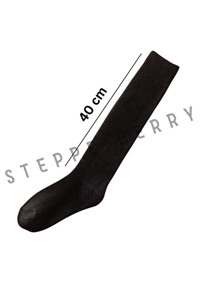 STEPPE BERRY Women's Black Organic Cotton Knee Socks
