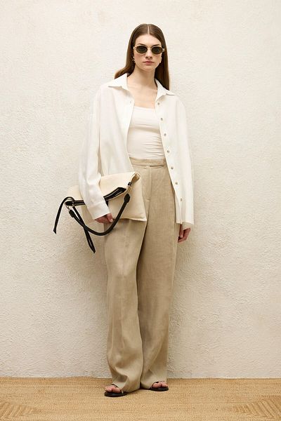 Manuka Ecru Linen Oversize Shirt - Buttoned