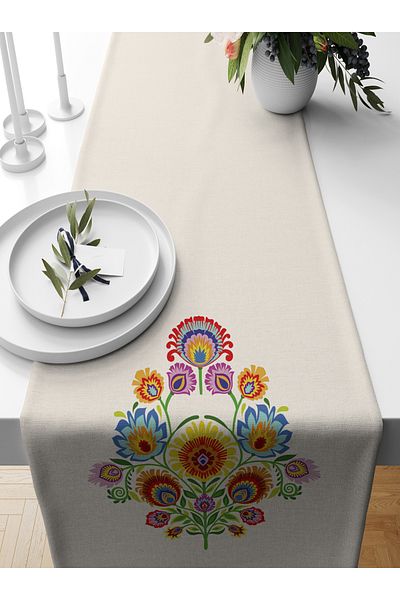 Bertille Home Flower Series 140x40 Cm Digital Printed Runner