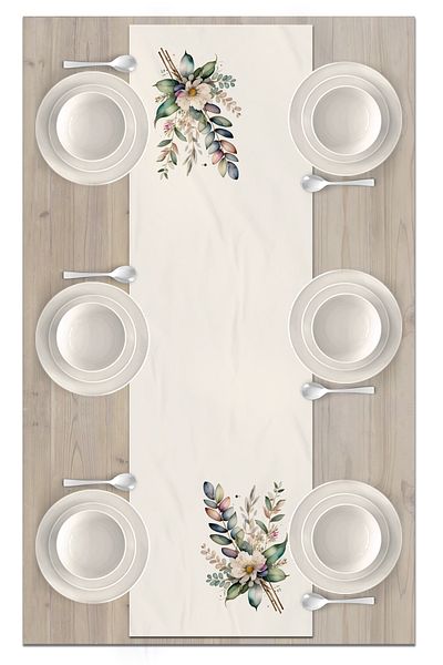 Bertille Home Flower Series 140x40 Cm Digital Printed Runner