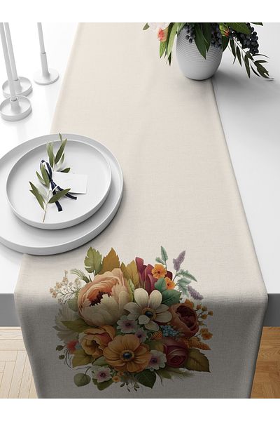 Bertille Home Flower Series 140x40 Cm Digital Printed Runner