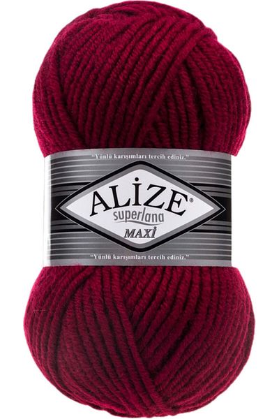 Alize Superlana Maxi 5 Pieces Hand Knitted - Vest, Cardigan, Sweater Yarn 390 Cherry