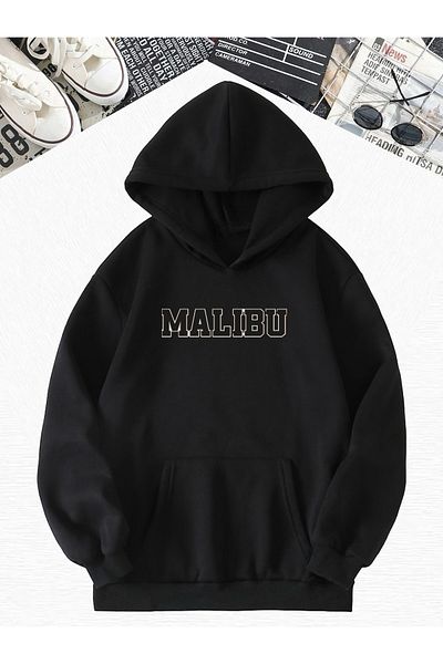 BENROMA Черен суитшърт с голям размер и принт Malibu