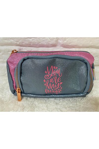 KAUKKO Double Eyed Glittering Chubby Pencil Bag
