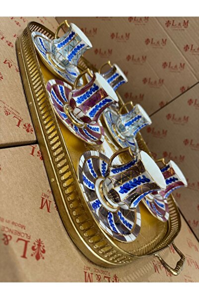 ester طقم أكواب مرسومة يدويًا بلون القهوة