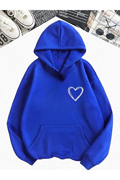 BENROMA Hanorac oversize cu imprimeu inimă, din bumbac pieptănat cu 3 fire