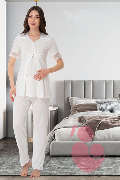 lohusahamile Ecru Maternity Pajama Set - Breastfeeding Feature