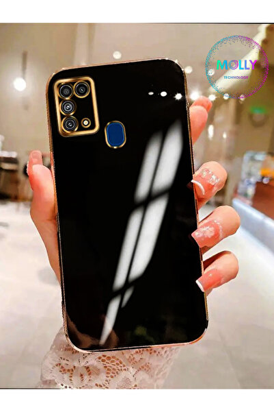 Molly حافظة سيليكون فاخرة لهاتف سامسونج جالاكسي M31 بحواف سوداء وتفاصيل ذهبية...