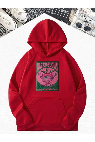BENROMA Red Oversize Sweatshirt - Rainy and Printed
