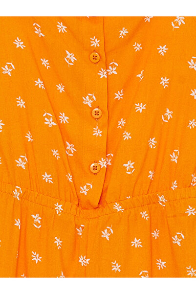 LC Waikiki Dívčí overal s květinovým potiskem LCW s čtvercovým výstřihem