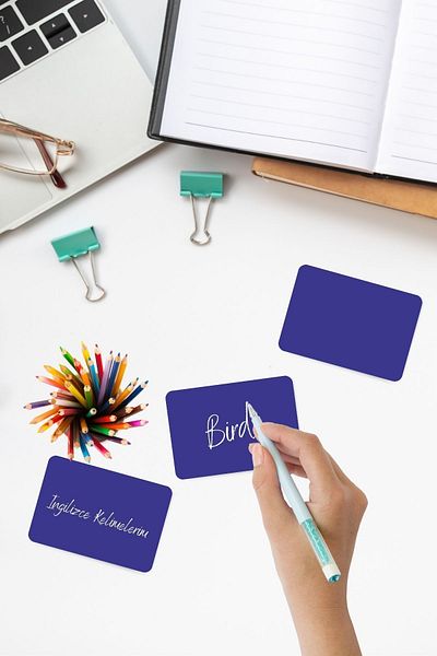 Copyder 100 Dark Blue Flash Cards - With Note Box