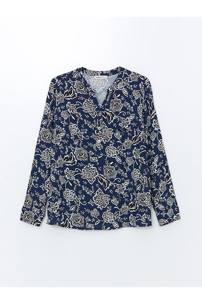 LC Waikiki LCW Kaçık Yaka Desenli Uzun Kollu Kadın Bluz