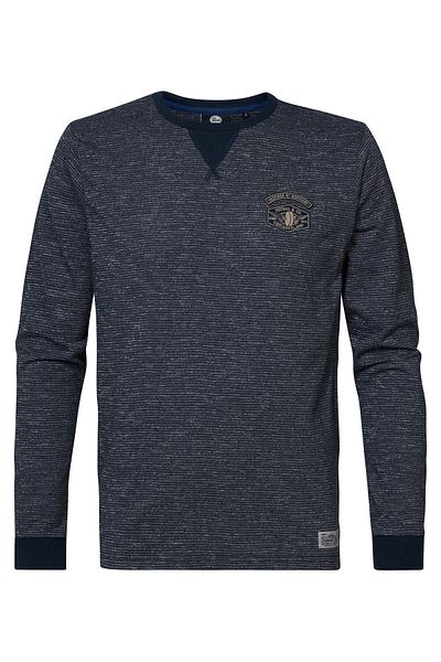 Petrol Industries Shirt Jamestown Meliertes Langarmshirt mit Logo-Print