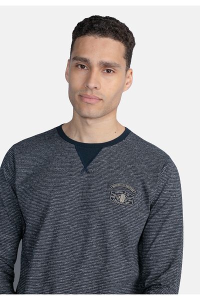 Petrol Industries Shirt Jamestown Meliertes Langarmshirt mit Logo-Print