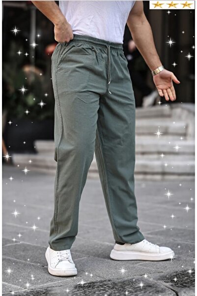 EYFA Khaki Color Men's Summer Linen Blend Trousers