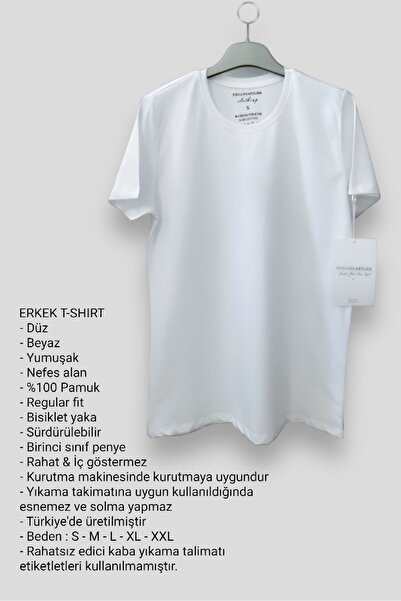 Pure Love ATELIER Etiketsiz %100 Pamuk Beyaz Basic Erkek T-shirt