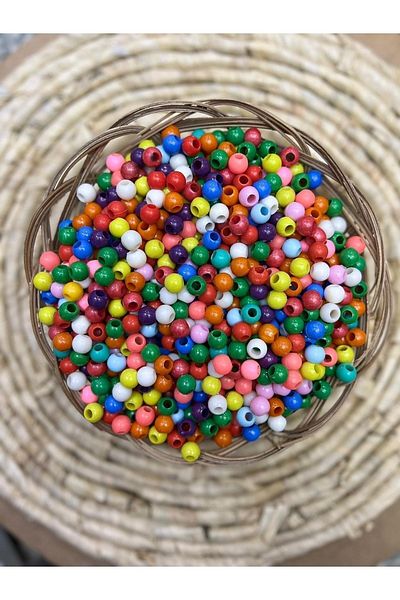KARDEŞLER BONCUK HEDİYELİK EŞYA Plastic Decoration Beads Colored Wide Hole 10 Mm 50 grams