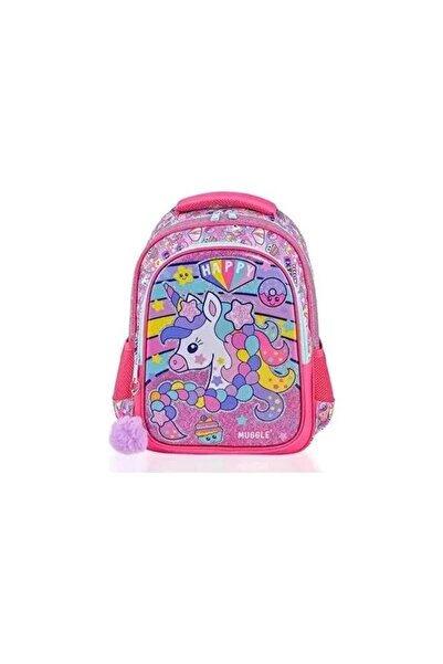Generic Brand Geantă de școală Happy Unicorn Pink Mu-6443