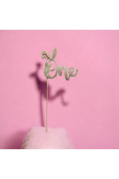 damlakidsmoda Rabbit Eared One Cake Decoration Gold Cake Toothpick