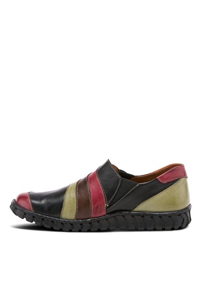 İNZE AYAKKABI Black & Red Leather Casual Shoes - Model Name - Sydney