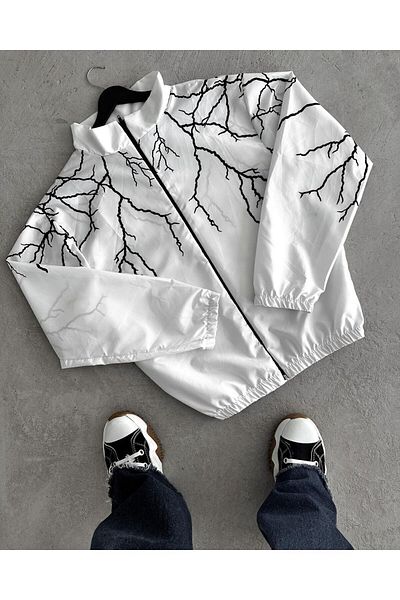 Justin Printed Oversize Parachute Unisex Raincoat Windbreaker Jacket
