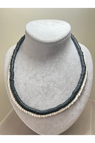 Atelier By Serkan قلادة من الخرز المكونة من قطعتين باللون الأسود فيمو واللؤلؤ