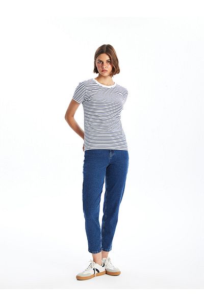 LC Waikiki LCW Women's Striped Crew Neck Short Sleeve T-Shirt