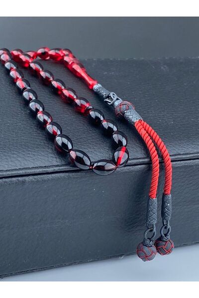 tesbihay Beyzi Kesim Ateş Kehribarı Gümüş Kazaz Püskül