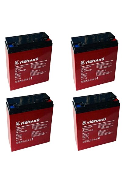 YİĞİT AKÜ 12 V 24 Ah Jel Elektrikli Bisiklet Aküsü 4 Lü Set 2025yeni Üretim 1 Yıl Garantili