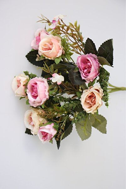 Yapay Çiçek Deposu Yapay Lüx Ahtapot Gülü Demeti 33 cm Açık Pembe Pembe