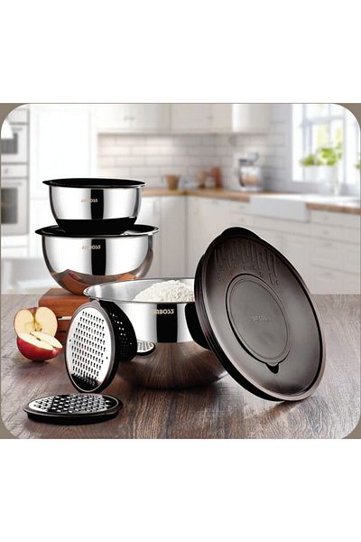 Amboss Satin Sat-8019 9 Piece Multi-Purpose Bowl - Black