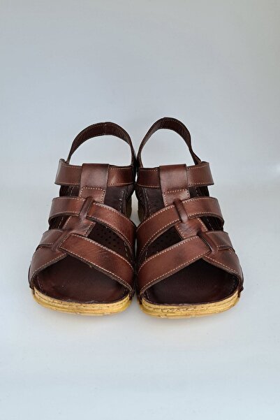 İNZE AYAKKABI Brown Strapped Genuine Leather Sandals-model: Rose