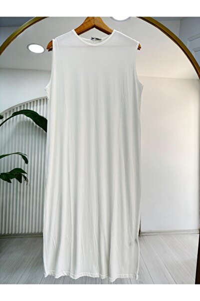 Selma Butik 24198 UZUN ELBİSE İÇLİK BEYAZ