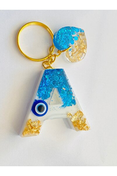 Ustaeller KİŞİYE ÖZEL HEDİYELİK A HARFİ ANAHTARLIK NAZAR BONCUKLU