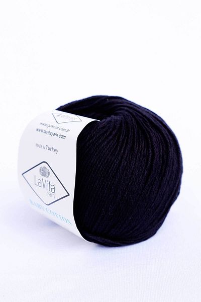LaVita Yarn Baby Cotton Amigurumi, Punch, Κλωστή πλεξίματος χειρός, Taka Yarn (BLACK-6500)