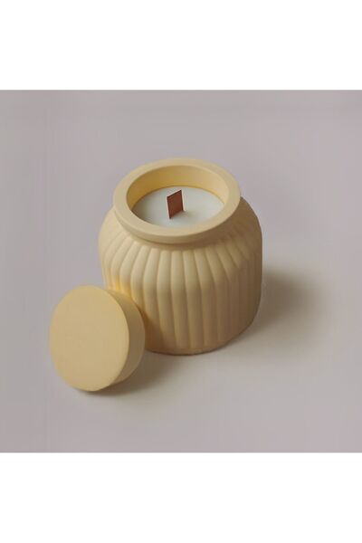 ÇAĞATÖLYE Silikon Kalıp Kapaklı Çizgili Mumluk Kalıbı