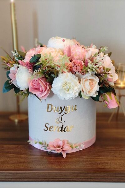 FilizKonuk Kutuda Kız Isteme Çiçeği | Büyük Boy Krem Pembe Yapay Çiçek, Kuru ...